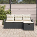 Bankstel 4 st Zwart en Crème poly rattan