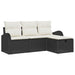 Bankstel 4 st Zwart en Crème poly rattan