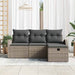 Bankstel met kussen met opslag 4 pcs Grijs poly rattan