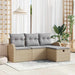 Bankstel met kussen 4 pcs Beige en Licht Grijs poly rattan