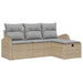 Bankstel met kussen 4 pcs Beige en Licht Grijs poly rattan