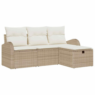 Bankstel 4 st Beige en Crème poly rattan