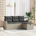 Bankstel met kussen met opslag 4 pcs Lichtgrijs poly rattan