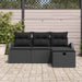 Bankstel 4 st Zwart poly rattan