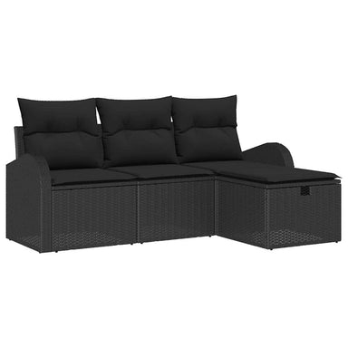 Bankstel 4 st Zwart poly rattan