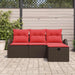 Bankstel 4 st 4-Aantal zitplaatsen Bruin en Rood poly rattan
