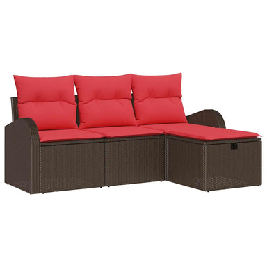 Bankstel 4 st 4-Aantal zitplaatsen Bruin en Rood poly rattan