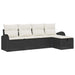 Bankstel 5 st Zwart en Crème poly rattan