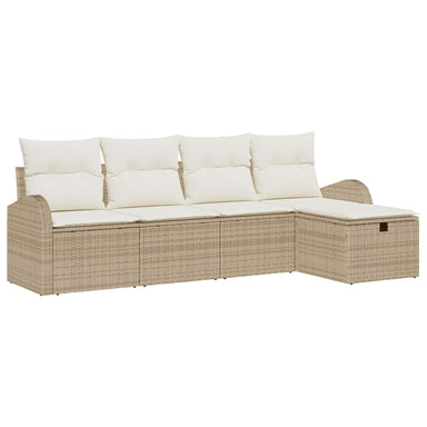 Bankstel met kussen met opslag Beige en Crème poly rattan
