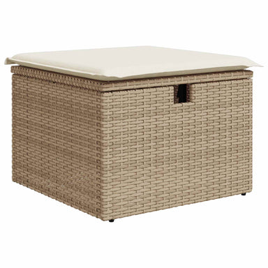 Bankstel met kussen met opslag Beige en Crème poly rattan