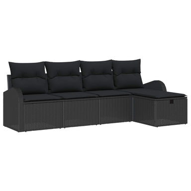 Bankstel met kussen met opslag Zwart poly rattan
