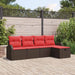 Bankstel 5 st 5-Aantal zitplaatsen Bruin en Rood poly rattan