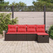 Bankstel 5 st 5-Aantal zitplaatsen Bruin en Rood poly rattan