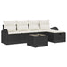 Bankstel 6 st Zwart en Crème poly rattan