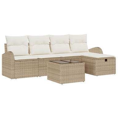Bankstel met kussen met opslag Beige en Crème poly rattan