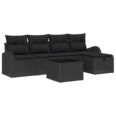 Bankstel 6 st Zwart poly rattan