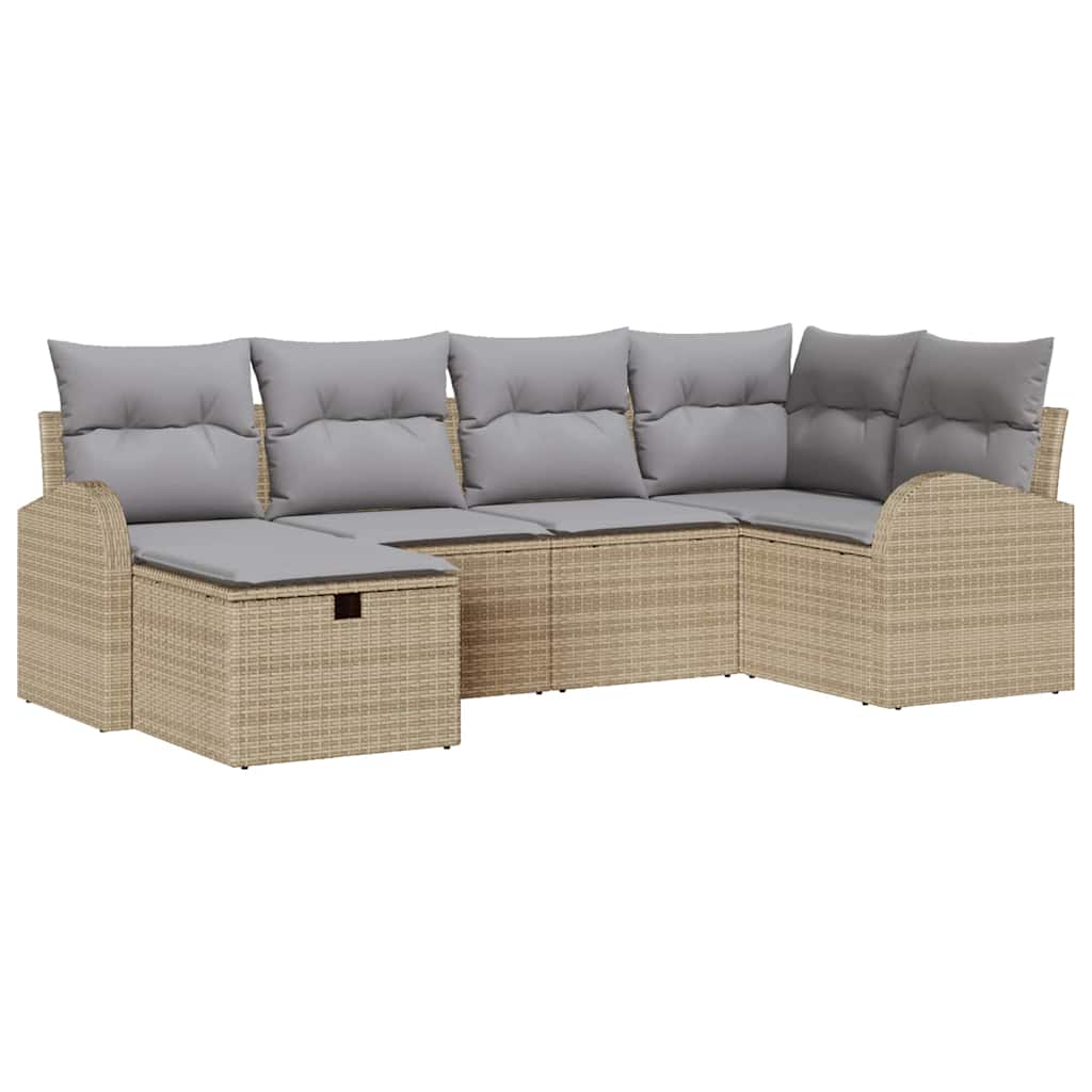 Bankstel met kussen met opslag Beige en Licht Grijs poly rattan
