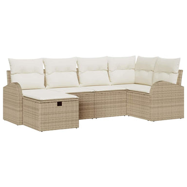 Bankstel met kussen met opslag Beige en Crème poly rattan
