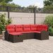 Bankstel 6 st 6-Aantal zitplaatsen Bruin en Rood poly rattan