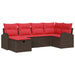 Bankstel 6 st 6-Aantal zitplaatsen Bruin en Rood poly rattan