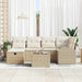 Bankstel 7 st Beige en Crème poly rattan