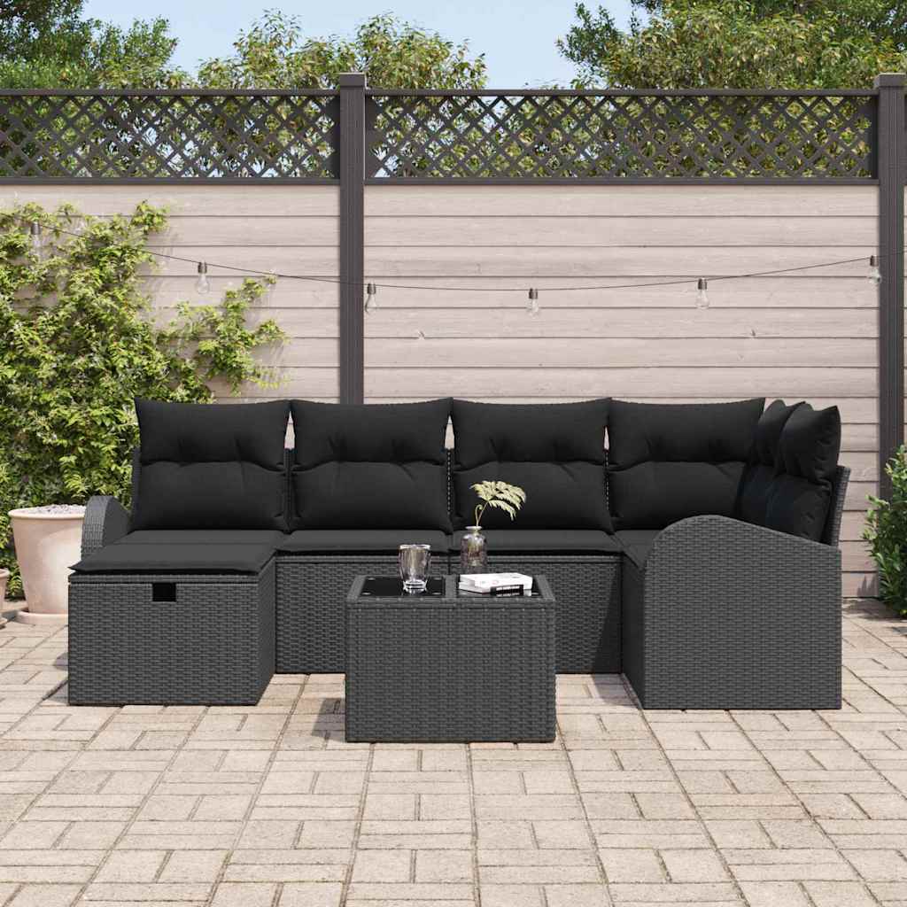 Tuin Sofa Set 7 pcs Zwart 234 x 124 x 85 cm Poly riet