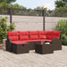 Bankstel met kussen met opslag Bruin en Rood poly rattan