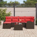 Bankstel met kussen met opslag Bruin en Rood poly rattan
