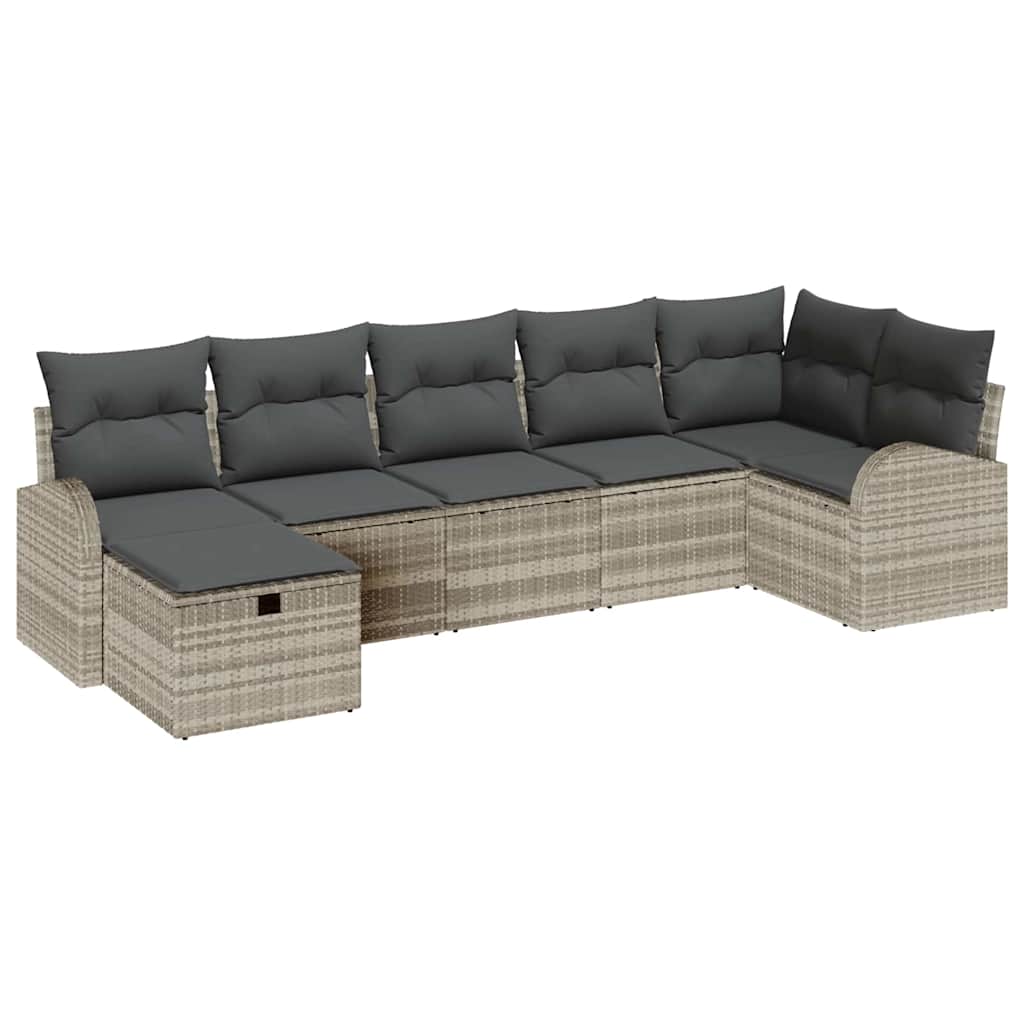 Bankstel met kussen met opslag Lichtgrijs poly rattan