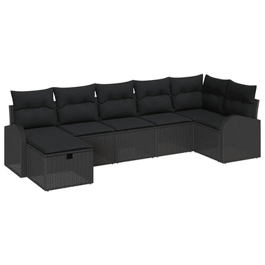 Bankstel 7 st Zwart poly rattan