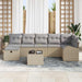 Bankstel met kussen met opslag Beige en Licht Grijs poly rattan
