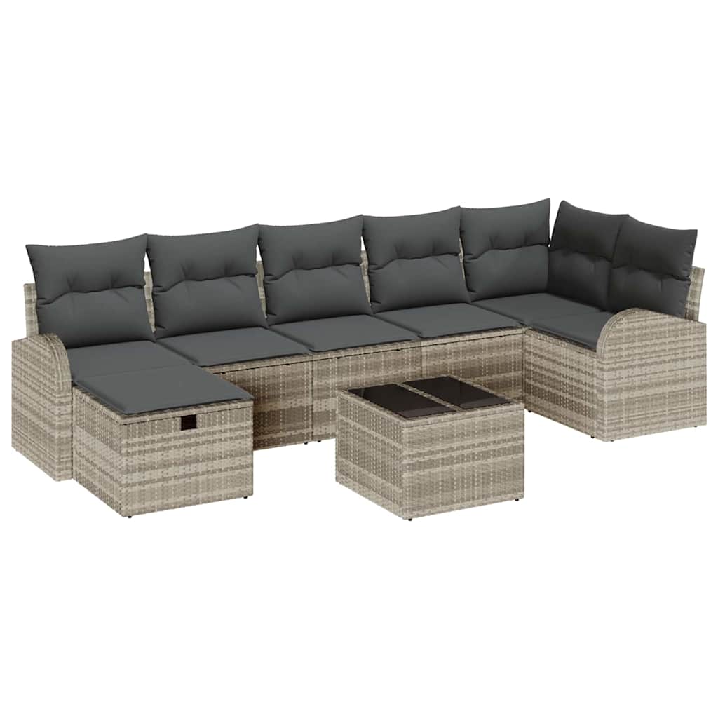 Bankstel met kussen met opslag Lichtgrijs poly rattan