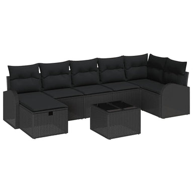 Bankstel 8 st Zwart poly rattan
