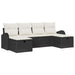 Bankstel 6 st Zwart en Crème poly rattan