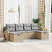 Bankstel met kussen 6 pcs Beige en Licht Grijs poly rattan
