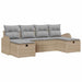 Bankstel met kussen 6 pcs Beige en Licht Grijs poly rattan