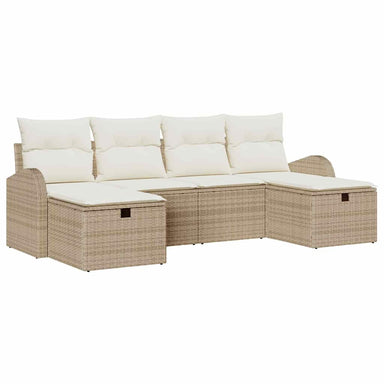 Bankstel 6 st Beige en Crème poly rattan