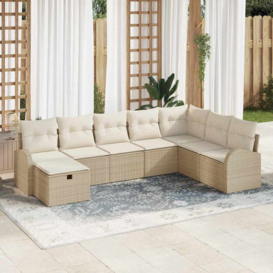 Bankstel 8 st beige en crèmekleurig poly rattan