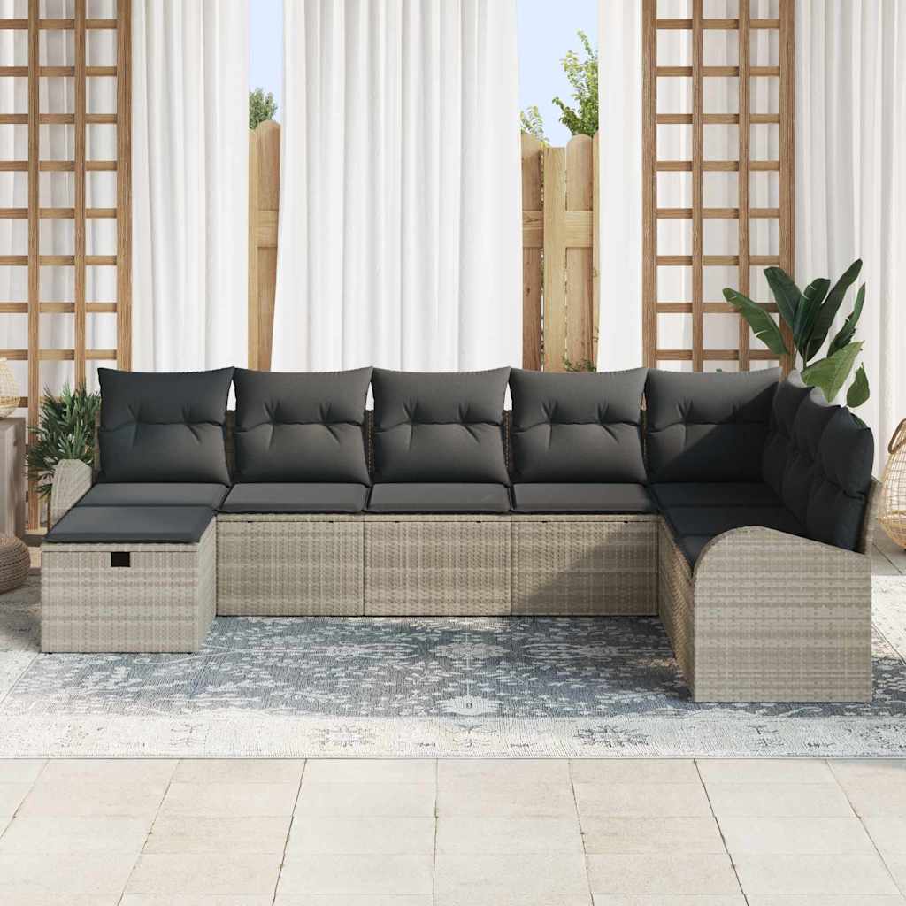 Bankstel 8 st Lichtgrijs poly rattan