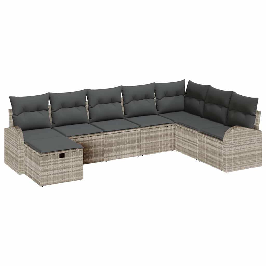 Bankstel 8 st Lichtgrijs poly rattan