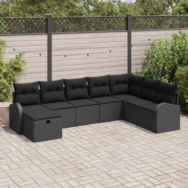 Bankstel 8 st Zwart poly rattan