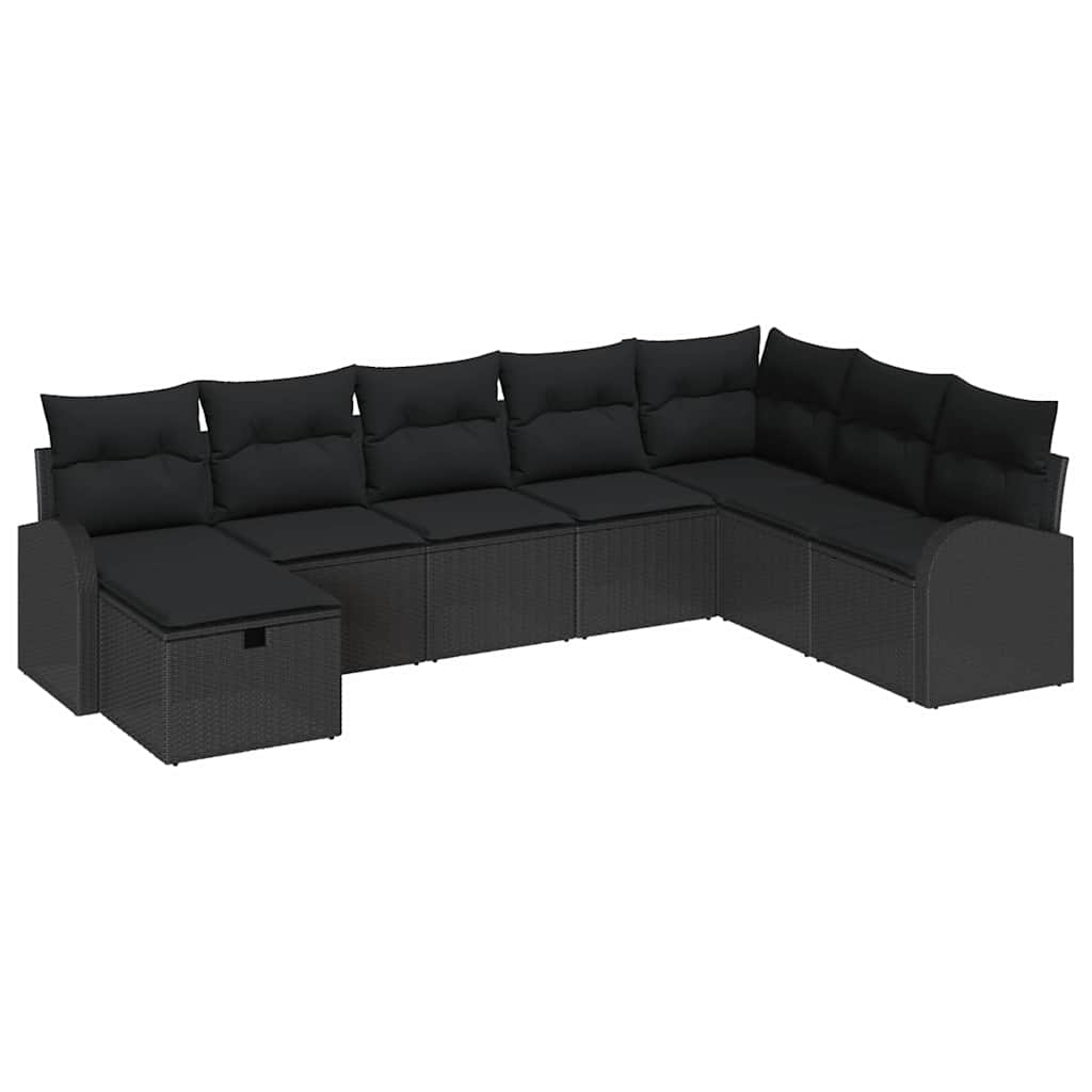 Bankstel 8 st Zwart poly rattan