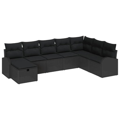 Bankstel 8 st Zwart poly rattan