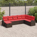 Bankstel met kussen met opslag Bruin en Rood poly rattan