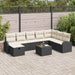 Bankstel 9 st Zwart en crème poly rattan