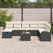 Bankstel 9 st Zwart en crème poly rattan