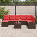 Bankstel 9 st 8-Aantal zitplaatsen Bruin en Rood poly rattan