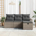 Bankstel met kussen met opslag 4 pcs Grijs poly rattan
