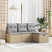 Bankstel met kussen 4 pcs Beige en Licht Grijs poly rattan