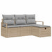 Bankstel met kussen 4 pcs Beige en Licht Grijs poly rattan
